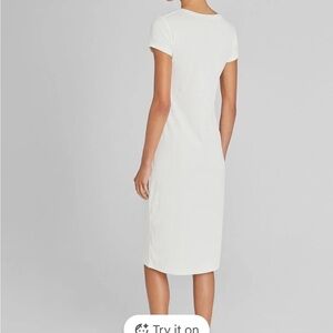 Club Monaco White Short-Sleeve Ribbed Midi Dress